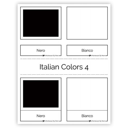 3 Part Color Cards Italian