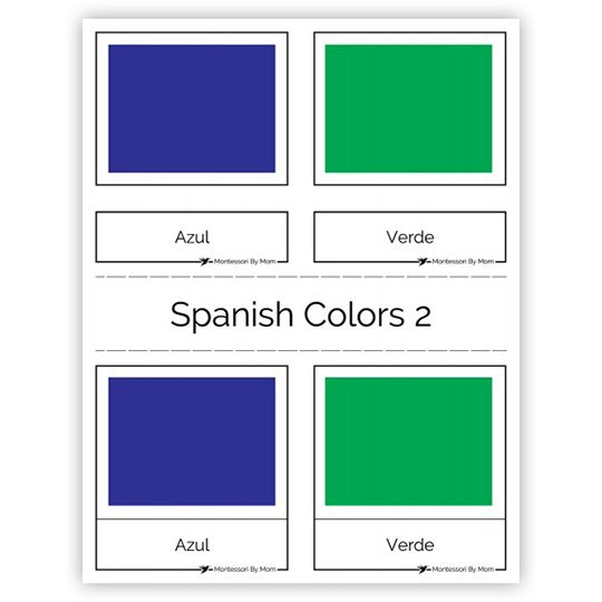 3 Part Color Cards, Spanish