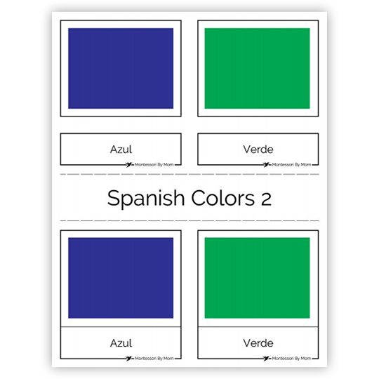 Printable 3 Part Cards Colors Spanish Montessori By Mom