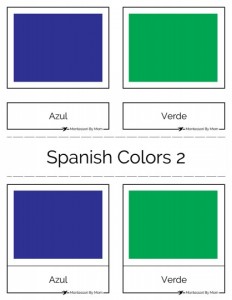3 Part Color Cards, Spanish
