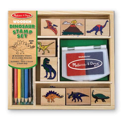melissa & doug wooden dinosaur stamp set